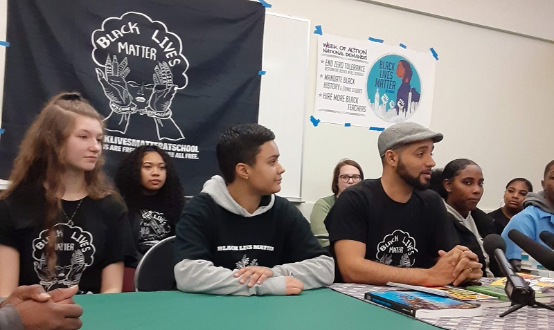 Black students: Azure Savage and Jesse Hagopian at a Black Lives Matter at School event