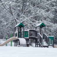 A snowy winter day at Beaver Lake Regional Park, located on southern Vancouver Island.