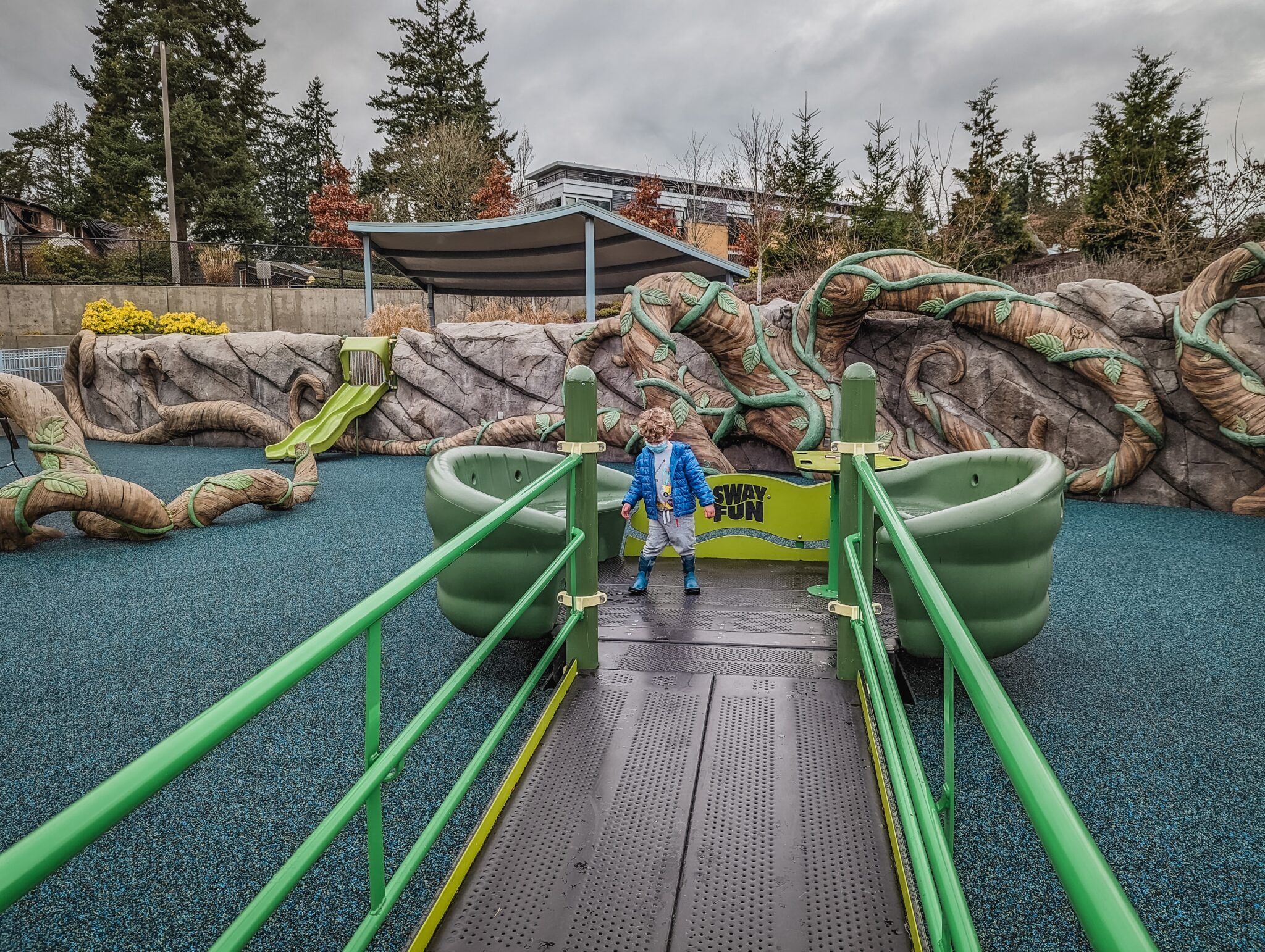 Kid playing in Sway Fun contraption