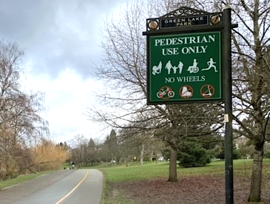 No bikes on green lake