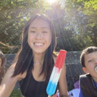 Seattle nanny enjoying frozen treats with two young children
