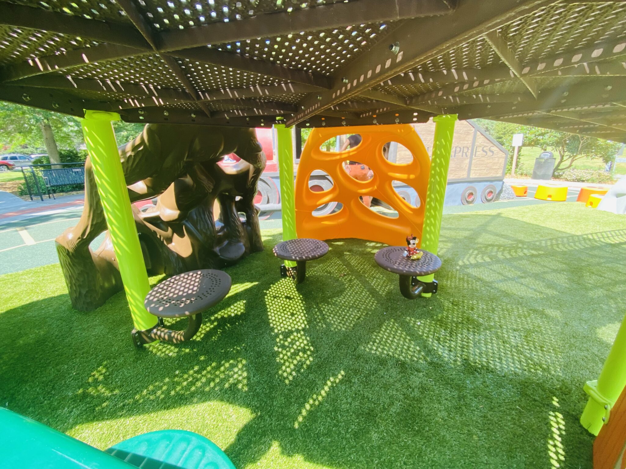 Shady areas provide a place to rest at the park.