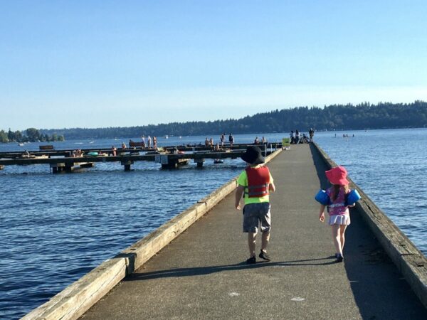 Walk the boardwalk to your perfect fishing spot on the dock.