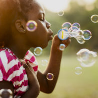 End of summer activities include blowing bubbles