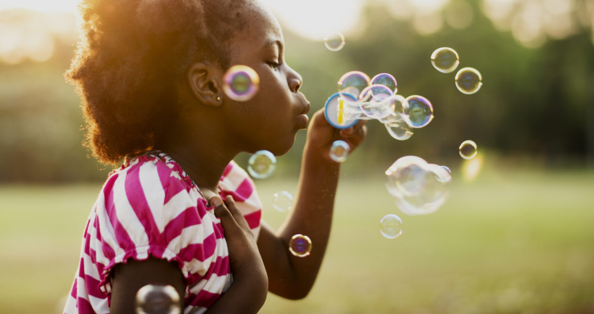 End of summer activities include blowing bubbles