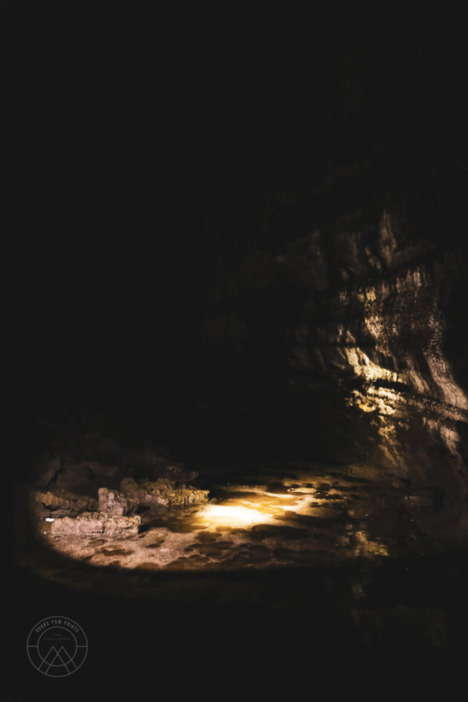 Puddles on the ground of the cave