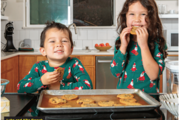 Kids volunteer at the holidays by making and donating cookies.