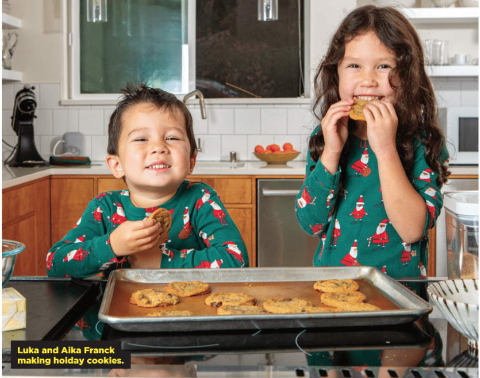 Kids volunteer at the holidays by making and donating cookies.