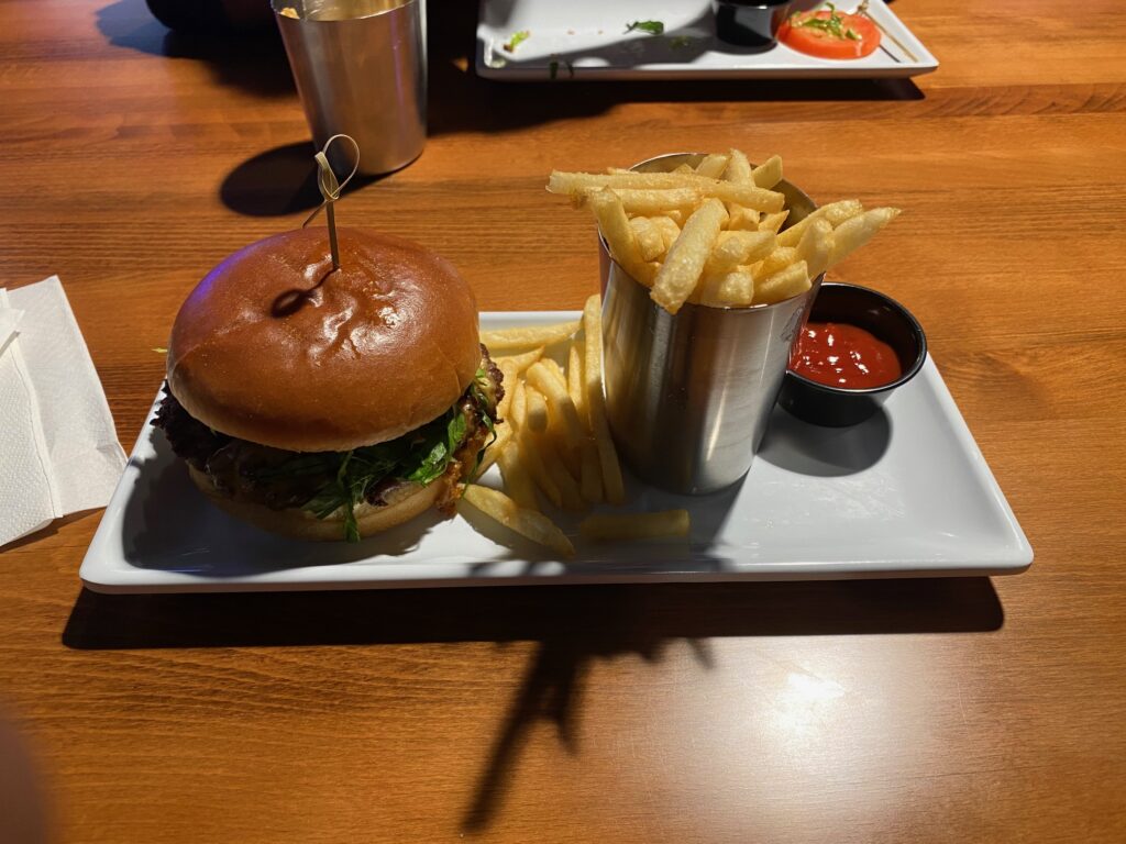 Kid-friendly food choices include burgers and fries