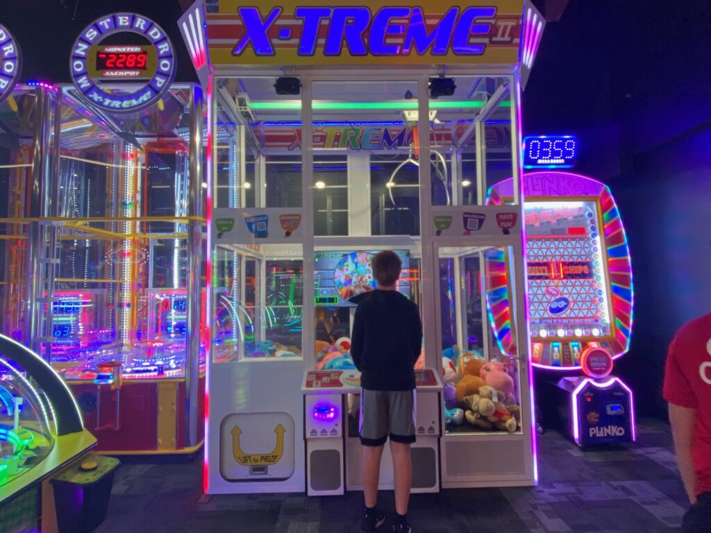 Unique and large games provided like this huge grabber machine at Arena Sports