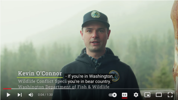 Washington Fish & Wildlife Department offers this video on what do in case of bear sightings