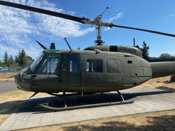 The Iroquois helicopter sits at the Museum 