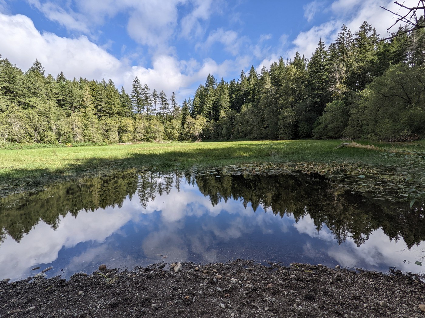 round lake on a clear day. 