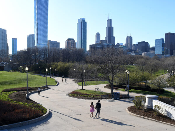 Waterfront park lake michigan