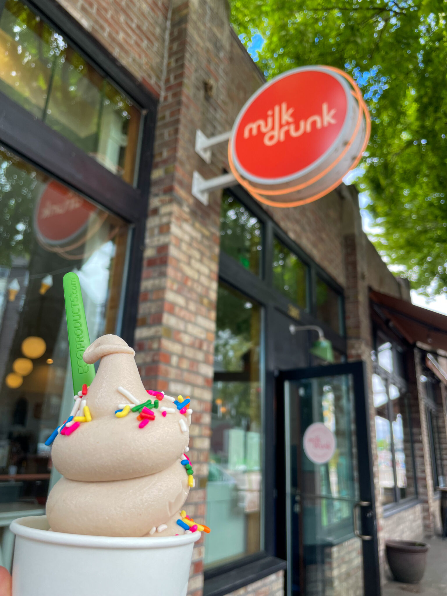 Milk drunk soft serve ice cream 