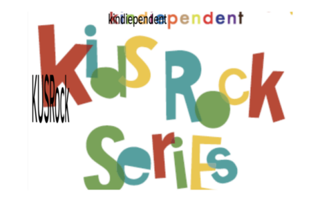 Logo spelling Kindiependent Kids Rock Series with colorful letters