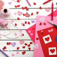 valentine-crafting-supplies-pink-red-paper-hearts-