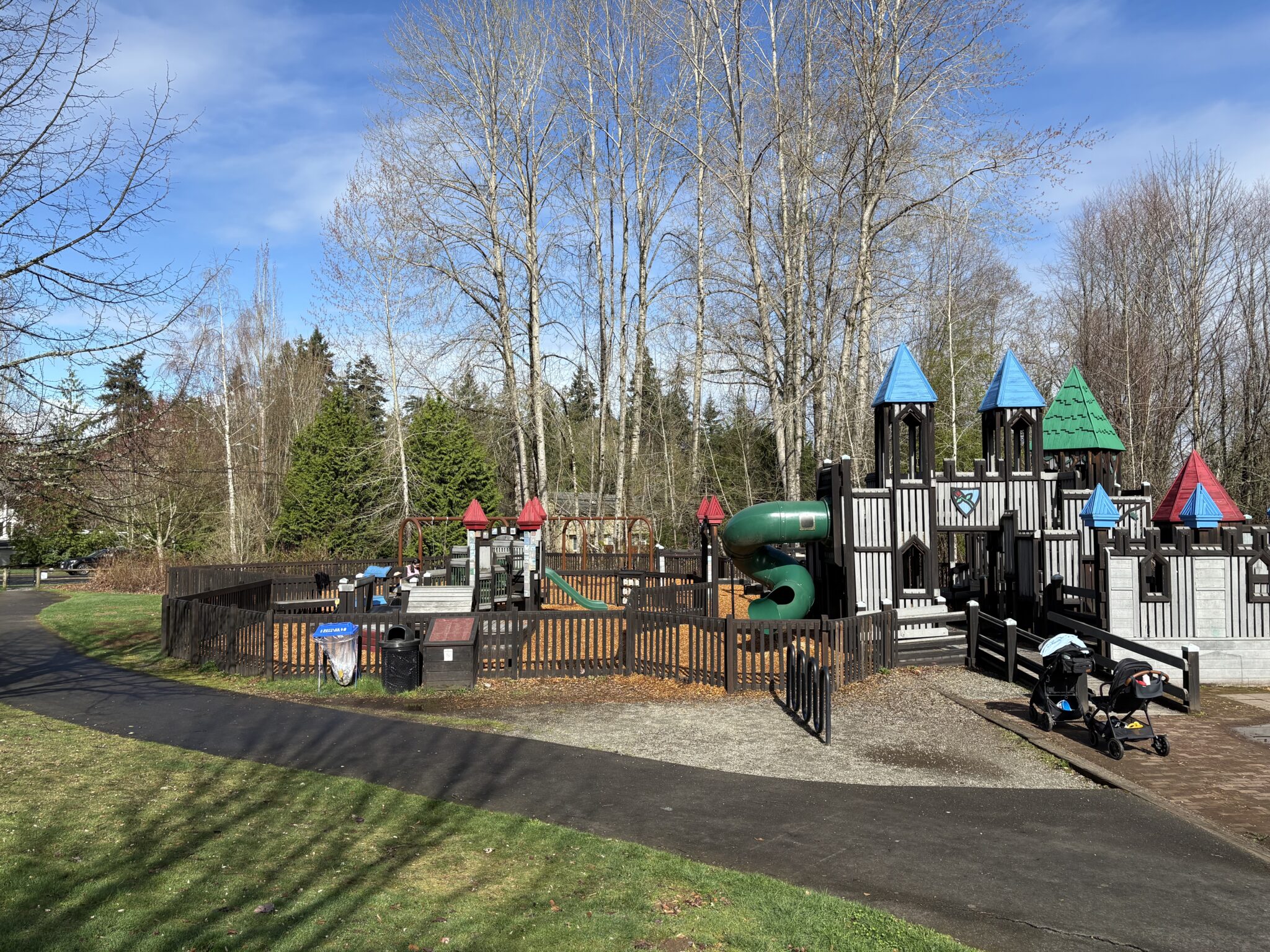 Large play structure shaped as a castle