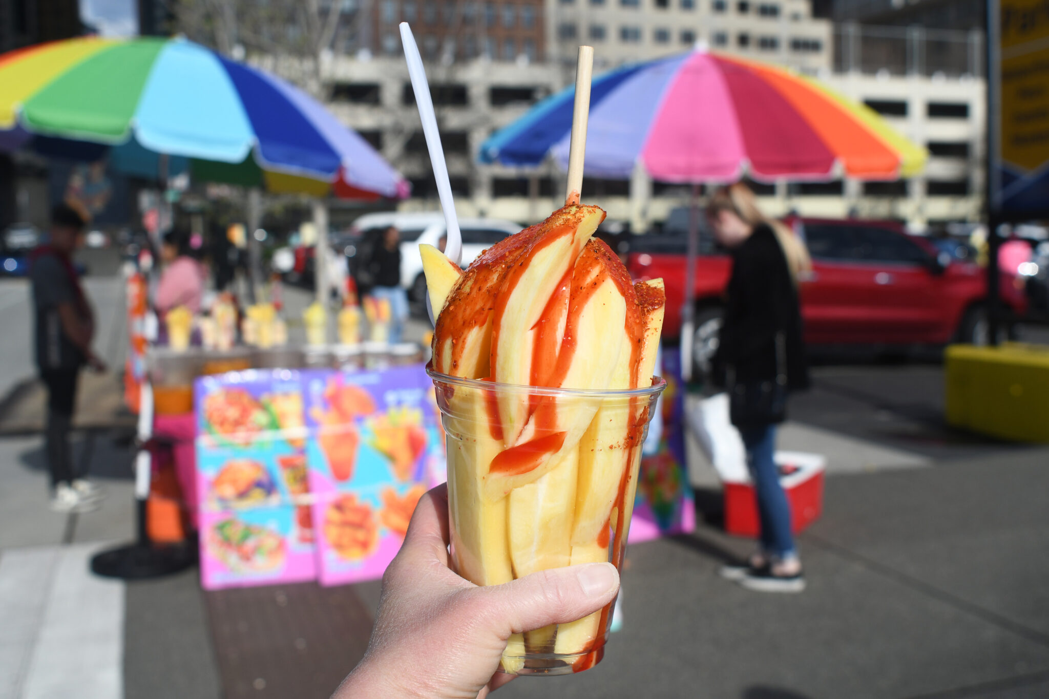 Fresh mango with Tajín and chamoy at Seattle Waterfront