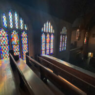 Light streaming in through church windows