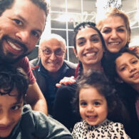 Multigenerational family photo featuring Maryam Zarrabi-Worrell, her children, husband, and her parents