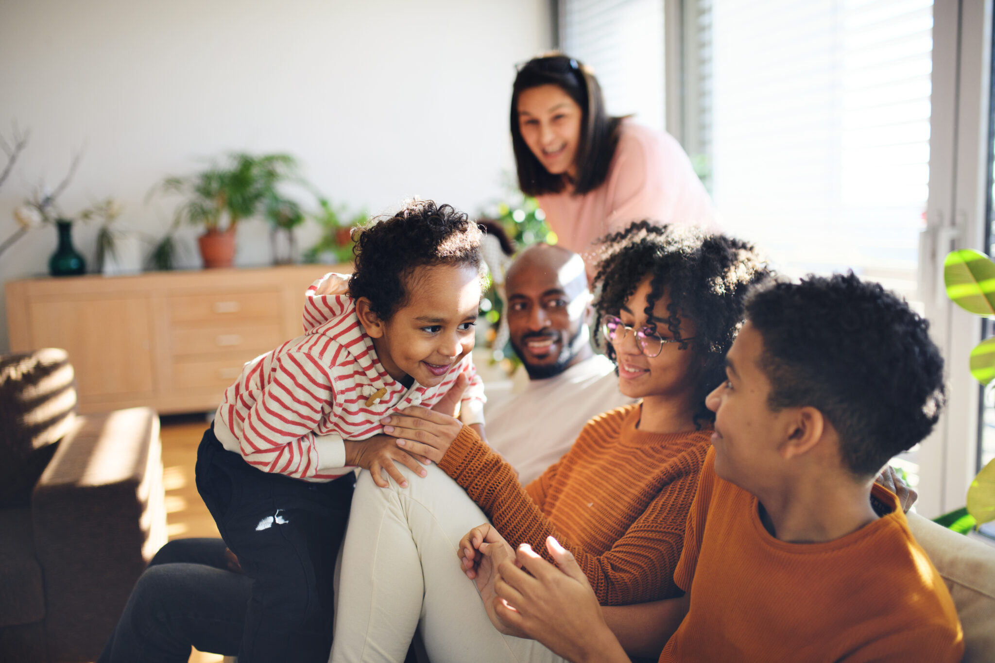 Family relaxing together at home